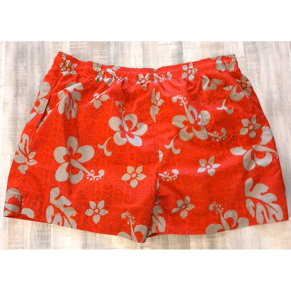 Sand & Sun Men's Board Shorts 2XL XXL Swim‎ Shorts Tropical Hawaiian Holiday Red